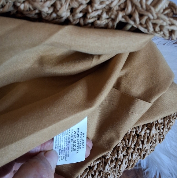 Tan Woven Paper Raffia Drawstring Backpack - Picture 14 of 15